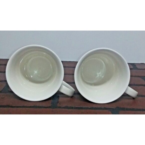 2 Coventry Coffee Mugs Porcelain Fine China CHOCO SCROLL beige blue brown PRETTY - Picture 7 of 9